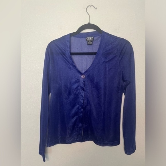 Vintage Tops - Vintage sheer purple shimmer button blouse